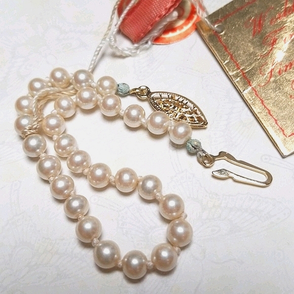 Vintage 1950s Mid Century Cultra Simulated Pearl Bracelet With Original Tag - Picture 12 of 14